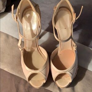 Christian Dior blush color fabric platform sandals